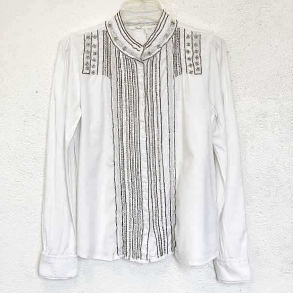 Anthropologie Tops - Anthropologie Long Sleeve Beaded Top Size 6